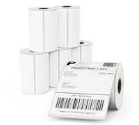 BETCKEY - 6 Rolls Film Removable Labels, 102mm x 152mm, 1500 Easy Peel Off No Residue Stickers Using for Thermal Printers