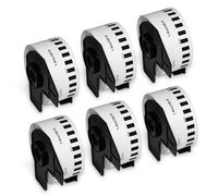 BETCKEY - 6 Rolls Film Removable Labels Compatible with DK-22225, 38mm x 30.48m, 6 Easy Peel Off No Residue Stickers Using for QL Label Printers