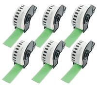 BETCKEY 6 Rolls Green DK-22210 Labels, 29mm x 30.48m | 6 Black on Green Continuous Length Paper Labels Compatible with Brother QL Label Printers