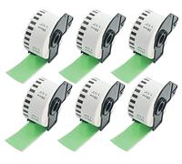 BETCKEY 6 Rolls Green DK-22225 Labels, 38mm x 30.48m | 6 Black on Green Continuous Paper Labels Compatible with Brother QL Label Printers