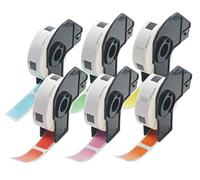 BETCKEY - 6 Rolls Mixed Color DK-11204 Labels, 17mm x 54mm, Each Colour for a Roll, 2400 Multi Purpose Labels Compatible with Brother QL Label Printers