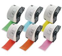 BETCKEY - 6 Rolls Mixed Color DK-11208 Labels, 38mm x 90mm, Each Colour for a Roll, 2400 Large Address Labels Compatible with Brother QL Label Printers