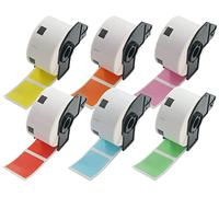 BETCKEY - 6 Rolls Mixed Color DK-11220 Labels, 39mm x 48mm, Each Colour for a Roll, 3720 White Food Labels Compatible with Brother QL Label Printers