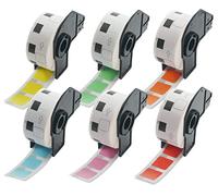 BETCKEY - 6 Rolls Mixed Color DK-11221 Labels, 23mm x 23mm, Each Colour for a Roll, 6000 Square Labels Compatible with Brother QL Label Printers