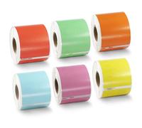BETCKEY - 6 Rolls Mixed Color Large Shipping/Name Badge Labels Compatible with DYMO 99014(S0722430), 54mm x 101mm, 1440 Colored Labels Compatible with DYMO LabelWriter 450, 4XL, NOT Fit 550 or 5XL