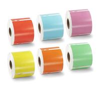 BETCKEY - 6 Rolls Mixed Color Multi-Purpose Labels Compatible with DYMO 99015(S0722440), 54mm x 70mm, 2400 Colored Labels Compatible with DYMO LabelWriter 450, 4XL, NOT Fit 550 or 5XL