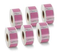 BETCKEY 6 Rolls Pink S0929120 Labels Compatible with DYMO, 25mm x 25mm | S0929120, 4500 Black on Pink Small Multi-Purpose Labels for Labelwriter 450 & 4XL