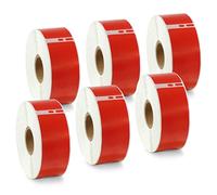 BETCKEY - 6 Rolls Red Standard Address Labels Compatible with DYMO 99010(S0722370), 28mm x 89mm, 2100 Colored Labels Compatible with DYMO LabelWriter 450, 4XL, NOT Fit 550 or 5XL