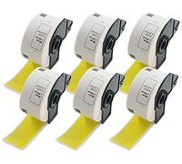 BETCKEY 6 Rolls Yellow DK-11208 Labels, 38mm x 90mm | 2400 Black on Yellow Large Address Labels Compatible with Brother QL Label Printers
