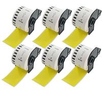 BETCKEY 6 Rolls Yellow DK-22223 Labels, 50mm x 30.48m | 6 Black on Yellow Continuous Paper Labels Compatible with Brother QL Label Printers
