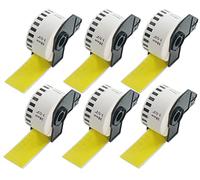 BETCKEY 6 Rolls Yellow DK-22225 Labels, 38mm x 30.48m | 6 Black on Yellow Continuous Paper Labels Compatible with Brother QL Label Printers