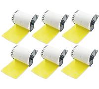 BETCKEY 6 Rolls Yellow DK-22243 Labels, 102mm x 30.48m | 6 Black on Yellow Continuous Shipping Labels Compatible with Brother QL Label Printers