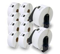 BETCKEY DK-11201 Labels, 29mm x 90mm, 10 Rolls + 2 Reusable Holders | Includes only 2 reusable holders, not 10. 4000 Standard Address Labels Compatible with Brother QL Label Printers