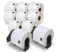 BETCKEY DK-11202 Labels, 62mm x 100mm, 10 Rolls + 2 Reusable Holders | Includes only 2 reusable holders, not 10. 3000 Shipping Labels Compatible with Brother QL Label Printers