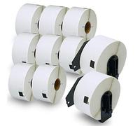 BETCKEY DK-11208 Labels, 38mm x 90mm, 10 Rolls + 2 Reusable Holders | Includes only 2 reusable holders, not 10. 4000 Large Address Labels Compatible with Brother QL Label Printers