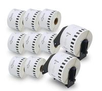 BETCKEY DK-22223 Labels, 50mm x 30.48m, 10 Rolls + 2 Reusable Holders | Includes only 2 reusable holders, not 10. 10 Continuous Paper Labels Compatible with Brother QL Label Printers