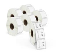 BETCKEY - Film Removable Label Replacement for DYMO 30333 (1/2" x 1"), Durable Waterproof Extra Small(2-up) Label, Compatible with DYMO 450, 4XL & Zebra Printers [6 Rolls 6000 Labels]