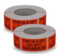 BETCKEY - Red Warning Shipping Packing Labels/Stickers, This is A Set DO NOT Separate, 25mm x 50mm, 2 Rolls/1000 Labels
