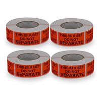 BETCKEY - Red Warning Shipping Packing Labels/Stickers, This is A Set DO NOT Separate, 25mm x 50mm, 4 Rolls/2000 Labels