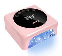 BETE Cordless LED Nail Lamp, 78W Rechargeable UV Nail Light, Intelligent Infrared Sensor and LCD Display Wireless Nail Lamp, Portable Nail Dryer Gel Polish Light with 5 Timer Setting (Pink)