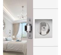 betensh Betensh Square Sliding Door Lock Invisible Recessed 2 Sided Door Lock Mortise Keyed Pocket Door Lock with Edge Pull Privacy Pocket Door Handle 66 mm Silver