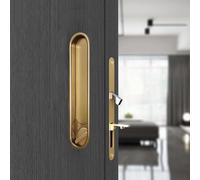 betensh Pocket Door Hardware Invisible Recessed Sliding Door Lock and Pull Pocket Door Handle Pocket Door Lock Hidden Edge Pull, Gold