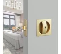 Betensh Recessed Door Lock keyless Pocket Door Lock Privacy Pocket Door Handle Square Sliding Door Lock Invisible 2 Sided Door Handle 66mm Gold