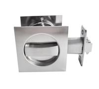 Betensh Recessed Pocket Door Lock - Keyless, Privacy, Square Sliding Door Handle - 2 Sided, 66mm Silver