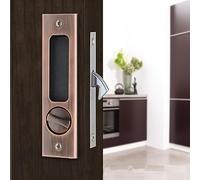 betensh Sliding Door Handle for Door Lock Door Handle Sets Pocket Door Lock with Key Invisible Recessed Handle 160 mm Sliding Door Mortice Lock Handle Red Bronze