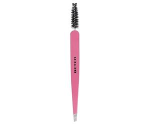 BETER - Dual-Function Tweezers, Exclusive 2-in-1 Design with Slanted Tip and Brow & Lash Brush, Precision Hair Removal, Stainless Steel