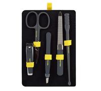 Beter - Level Up Collection Personal Care Travel Kit, Basic Set with Nose Hair Trimmer, Stainless Steel Manicure Tools, Tweezers, and Compact Lightweight Toiletry Bag, Lemon