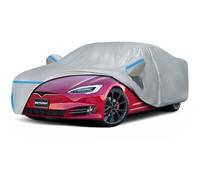 BETERNY Car Cover for 2012-2025 Tesla Model S, Waterproof Custom-fit All Weather Sun Rain UV Dust Snow Protection Windproof Outdoor Model S Full Car Cover with Door Zipper and Cotton Lining-Gray