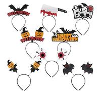 BETESSIN 8pcs Headband Halloween Funny Hair Band Fancy Pumpkin Bat Skull Halloween Prop Party Supplies for Kids and Adults