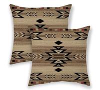 BETGINY Boho Throw Pillow Covers, Brown Black Aztec Western Throw Pillows for Couch, Southwestern Native Tribal Geometry Outdoor Pillow Covers 18x18 Inch 2 Pcs Square Cushion Cover for Couch Sofa