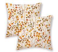 BETGINY Burnt Orange Fall Pillow Covers 20x20 Inch 2 Pcs, Colorful Leaves Decorative Throw Pillows, Plant Flower Floral Autumn Seasonal Outdoor Decor Pillowcase Linen Cushion Cover for Couch Sofa