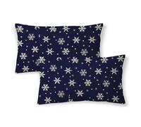 BETGINY Christmas Pillow Covers 12x20,Navy Blue White Snowflake Outdoor Decorative Throw Pillows for Couch,Winter Xmas Decor Cushion Cover 2 Pcs Farmhouse Pillowcase for Bed Safa
