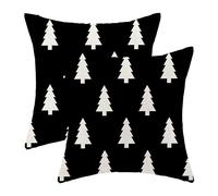 BETGINY Christmas Pillow Covers 18X18 Inch Pack of 2, Black and White Christmas Tree Geometric Decorative Throw Pillow Linen Winter Xmas Pillow Cases Cushion for Bedroom Home Sofa