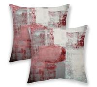 BETGINY Christmas Red Throw Pillow Covers, Grey White Modern Abstract Art Painting Throw Pillows for Couch, Red Gray Winter Pillow Covers 16x16 Inch 2 Pcs Square Cushion Cover Gift for Couch Sofa