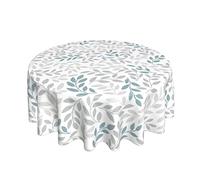 BETGINY Spring Grey Teal Leaf Tablecloth Round 70 Inch, Summer Watercolor Leaves Table Cloth Waterproof Fabric Farmhouse Rustic Decorations for Home Kitchen Dining