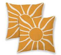 BETGINY Summer Outdoor Pillow Covers 16x16 Inch 2 Pcs, Burnt Orange Cream Sun Boho Decorative Throw Pillows,Sunshine Abstract Farmhouse Decor Pillowcase Linen Cushion Cover for Home Couch Sofa Bed