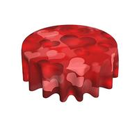 BETGINY Valentines Day Tablecloth 70X70 Inch Round Red Love Hearts Valentine Table Cloth Dust-Proof Wrinkle Resistant Rustic Tablecloth for Home Dining Room Party - Valentines Decorations