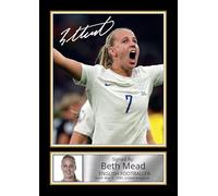 Beth Mead Signed Autograph Poster Print - England Lioness & Arsenal Star - Framed or Unframed - Gift for Women’s Football Fans, A4 Poster Print (297x210mm)