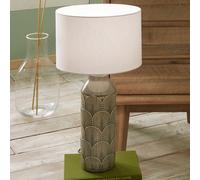 Embossed Grey Ceramic Table Lamp, Grey
