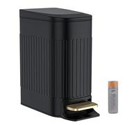 BETHEBEST 1.6 Gallon Small Step Trash Can with Lid,Compact Rectangular Garbage Can with Removable Liner Bucket for Bathroom,Bedroom,Office,Black