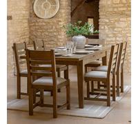 bethesda wooden extending dining table with 6 natural chairs