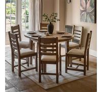 bethesda wooden round extending dining table with 6 natural chairs