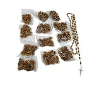 Bethlehem Gifts TM Jerusalem Bethlehem Olive Wood Rosaries with Holy Land Relic, 12 Pack