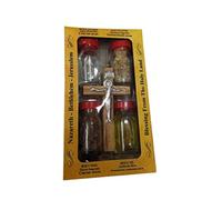 Bethlehem Gifts TM Olive Wood Cross Set with 4 Bottles - Anointing Oil, Jordan river Water, Holy Earth and Incense