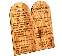 Bethlehem Gifts TM Olive Wood Ten Commandments, Hebrew/English Wall Art Plaque, Traditional Religious, Living Room Wall Mount