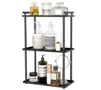 BETHOM Bathroom Organiser Countertop, 3 Tier Makeup Perfume Stand Organisers for Vanity, Skincare Storage, Metal Toiletries Organiser for Cosmetics, Toiletries, Lotions, Perfumes (Black)